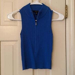 Papaya Royal Blue Ribbed Zip-Up Top